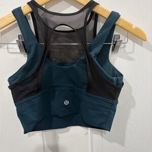 lululemon athletica Teal and Black Mesh-Back Sports Bra